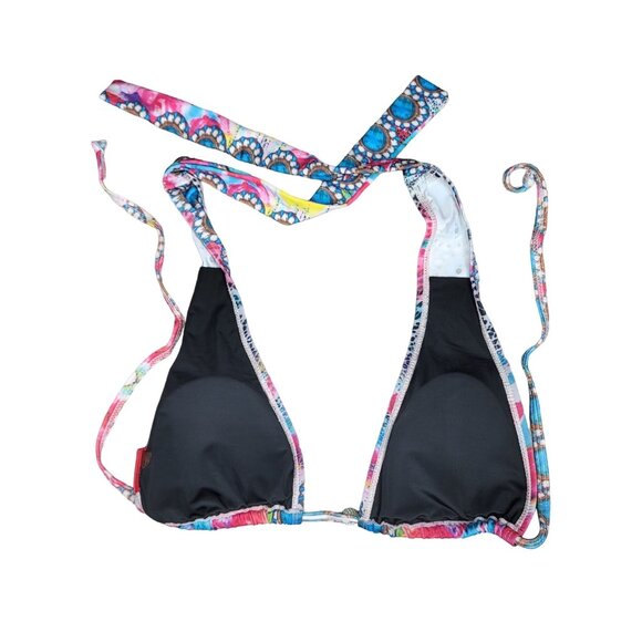 Ruby Yaya floral pattered halter top adjustable string bikini size small pink bl - Picture 4 of 7